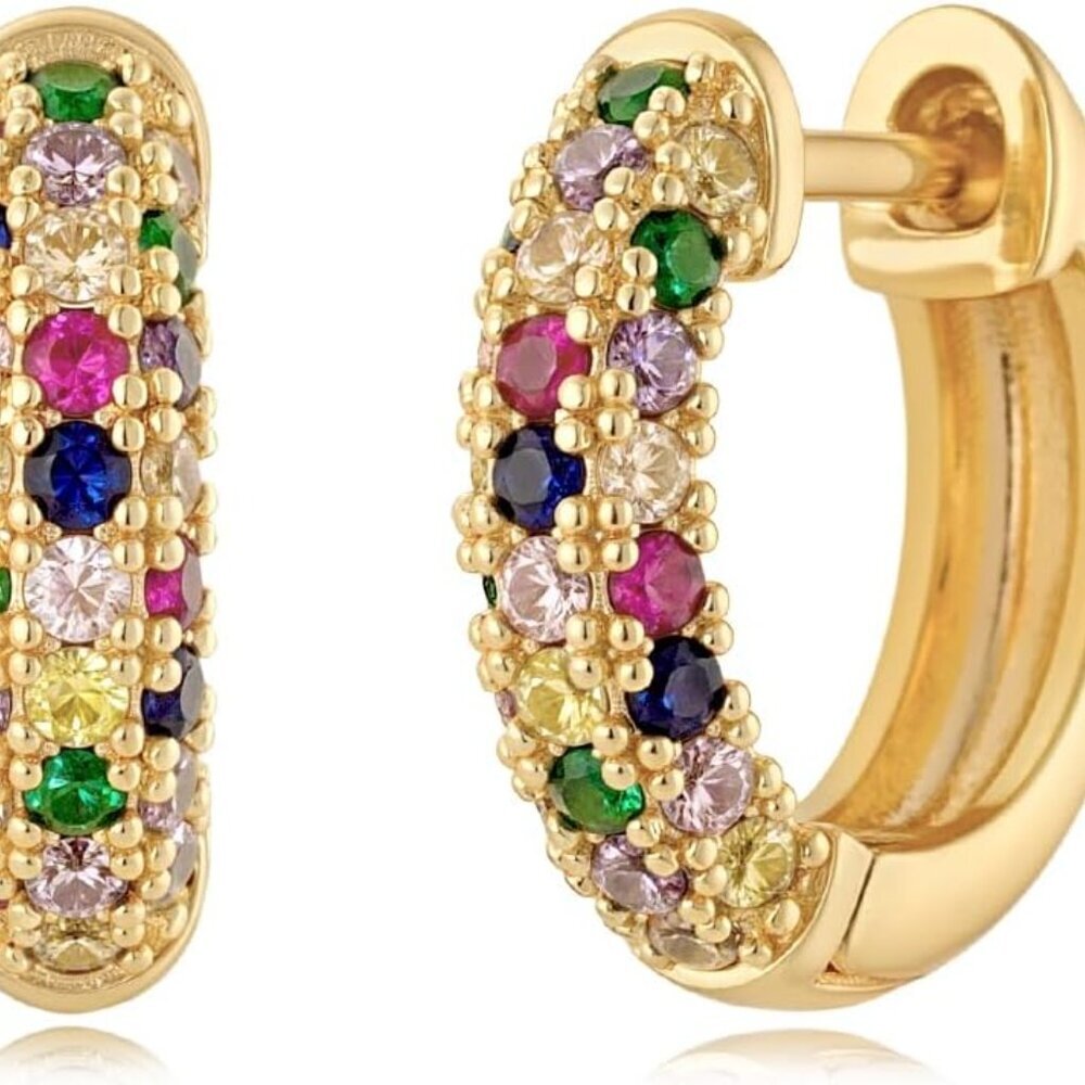 Women Gold Huggie Hoop Earrings Ear Stud Cuff 14K Gold Plated Small Simple Minim